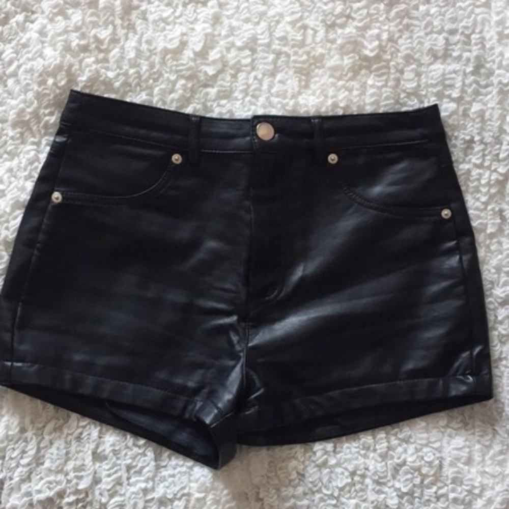 Faux Leather High Waisted Shorts